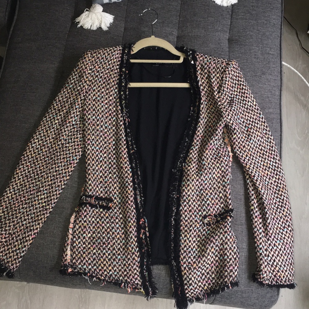 Zara tweed blazer -black with subtle colors